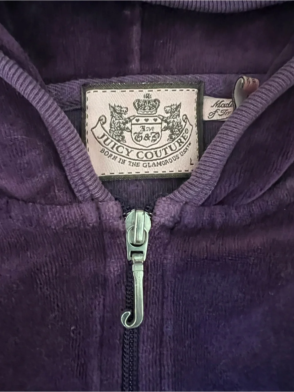Juicy Couture Purple Velour Hoodie & Pants Tracksuit Set
